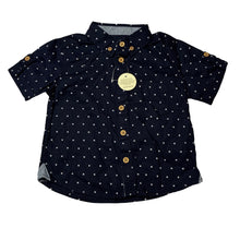 Load image into Gallery viewer, Boys Target, navy cotton short sleeve shirt, X motifs, NEW, size 1,  