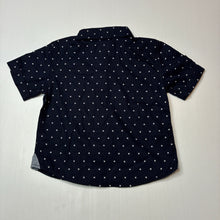 Load image into Gallery viewer, Boys Target, navy cotton short sleeve shirt, X motifs, NEW, size 1,  