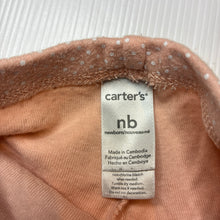 Load image into Gallery viewer, Unisex Carter's, peach cotton baby leggings, elasticated, GUC, size 0000,  