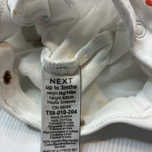 Load image into Gallery viewer, Unisex Next, white cotton coverall, animals, GUC, size 000,  