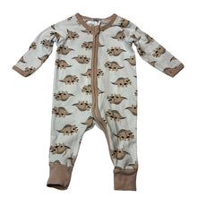 Load image into Gallery viewer, Unisex 4 Baby, stretch cotton zip romper, dinosaur, GUC, size 000,  
