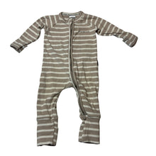 Load image into Gallery viewer, Unisex Bonds, striped stretch cotton ribbed zip wondersuit / romper, GUC, size 00,  
