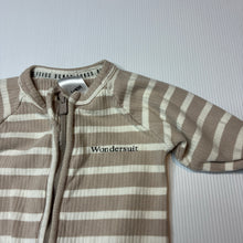 Load image into Gallery viewer, Unisex Bonds, striped stretch cotton ribbed zip wondersuit / romper, GUC, size 00,  