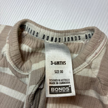 Load image into Gallery viewer, Unisex Bonds, striped stretch cotton ribbed zip wondersuit / romper, GUC, size 00,  