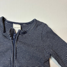 Load image into Gallery viewer, Unisex Baby Berry, striped stretch cotton zip romper, GUC, size 0,  
