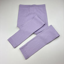 Load image into Gallery viewer, Girls Anko, lilac cotton blend ribbed leggings, elasticated, NEW, size 8,  