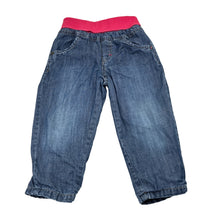 Load image into Gallery viewer, Girls Grain De Ble, lined blue denim pants, embroidered, elasticated, GUC, size 2,  