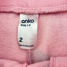 Load image into Gallery viewer, Girls Anko, cotton blend fleece lined track pants, elasticated, FUC, size 2,  