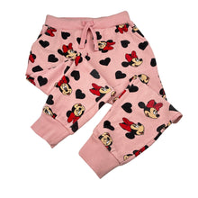 Load image into Gallery viewer, Girls Disney, Minnie Mouse cotton blend fleece lined track pants, elasticated, wash fade, pilling, FUC, size 6,  