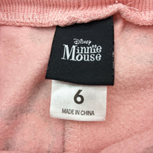 Load image into Gallery viewer, Girls Disney, Minnie Mouse cotton blend fleece lined track pants, elasticated, wash fade, pilling, FUC, size 6,  