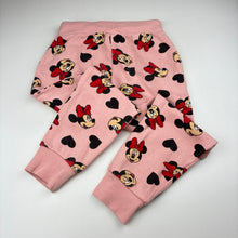 Load image into Gallery viewer, Girls Disney, Minnie Mouse cotton blend fleece lined track pants, elasticated, wash fade, pilling, FUC, size 6,  