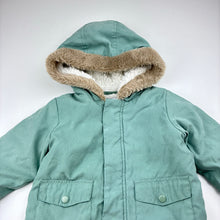 Load image into Gallery viewer, Unisex Target, zip fleece lined hooded jacket, faux fur trim, GUC, size 1,  