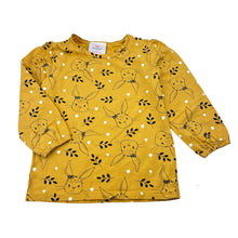 Load image into Gallery viewer, Girls Mango, yellow stretch cotton long sleeve top, rabbit, GUC, size 4,  