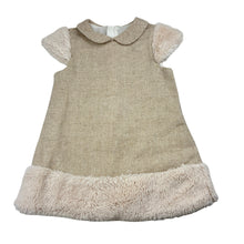 Load image into Gallery viewer, Girls Panco Baby, cotton blend dress, faux fur trim, minor marks, FUC, size 2-3, L: 46cm