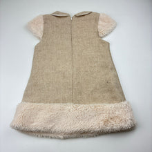 Load image into Gallery viewer, Girls Panco Baby, cotton blend dress, faux fur trim, minor marks, FUC, size 2-3, L: 46cm