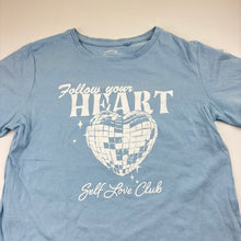 Load image into Gallery viewer, Girls Anko, blue cotton t-shirt, heart, EUC, size 12,  