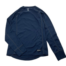 Load image into Gallery viewer, Unisex Macpac, navy fleece lined long sleeve thermal top, pilling, FUC, size 8,  