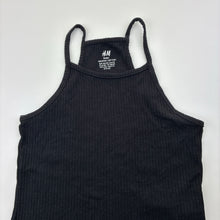 Load image into Gallery viewer, Girls H&amp;M, black stretch organic cotton ribbed singlet, GUC, size 9-10,  
