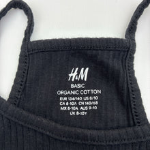 Load image into Gallery viewer, Girls H&amp;M, black stretch organic cotton ribbed singlet, GUC, size 9-10,  