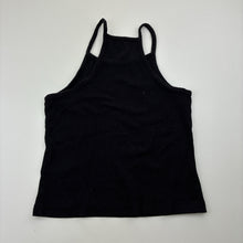 Load image into Gallery viewer, Girls H&amp;M, black stretch organic cotton ribbed singlet, GUC, size 9-10,  