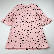 Load image into Gallery viewer, Girls Milkshake, pink long sleeve dress, polka dots, FUC, size 4, L: 50.5cm