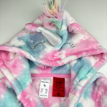 Load image into Gallery viewer, Girls Brilliant Basics, bath robe / dressing gown, embroidered, unicorn, GUC, size 4,  