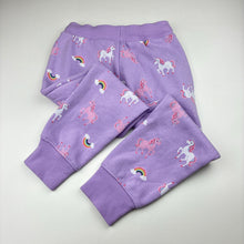 Load image into Gallery viewer, Girls Anko, cotton blend fleece lined track pants, elasticated, unicorn, FUC, size 5,  