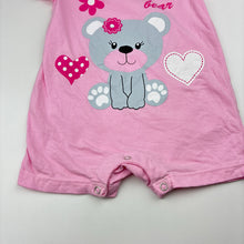 Load image into Gallery viewer, Girls Moda Bimbi, pink cotton romper, bear, EUC, size 00,  