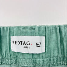 Load image into Gallery viewer, Girls REDTAG, green corduroy cotton pants, elasticated, GUC, size 6-7,  
