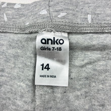 Load image into Gallery viewer, Girls Anko, grey cotton blend leggings, elasticated, GUC, size 14,  