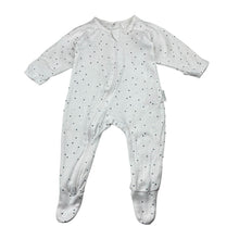 Load image into Gallery viewer, Unisex purebaby, white organic cotton zip coverall, polka dots, GUC, size 000,  