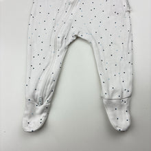 Load image into Gallery viewer, Unisex purebaby, white organic cotton zip coverall, polka dots, GUC, size 000,  