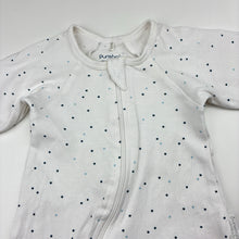 Load image into Gallery viewer, Unisex purebaby, white organic cotton zip coverall, polka dots, GUC, size 000,  