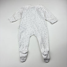 Load image into Gallery viewer, Unisex purebaby, white organic cotton zip coverall, polka dots, GUC, size 000,  