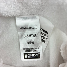 Load image into Gallery viewer, Unisex Bonds, white cotton blend terry wondersuit / romper, GUC, size 00,  
