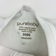 Load image into Gallery viewer, Unisex purebaby, white organic cotton zip coverall, GUC, size 0000,  