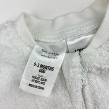 Load image into Gallery viewer, Unisex tiny little wonders, white cotton blend zip fleece coverall, FUC, size 000,  
