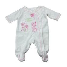 Load image into Gallery viewer, Girls white, velour coverall, embroidered, GUC, size 0000,  