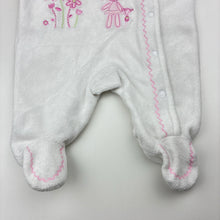 Load image into Gallery viewer, Girls white, velour coverall, embroidered, GUC, size 0000,  