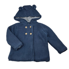Load image into Gallery viewer, Unisex Target, navy cotton knit hooded cardigan, wash fade, FUC, size 1,  