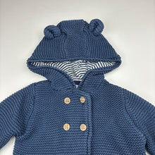 Load image into Gallery viewer, Unisex Target, navy cotton knit hooded cardigan, wash fade, FUC, size 1,  