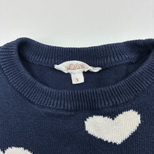 Load image into Gallery viewer, Girls Milkshake, navy cotton knit dress, hearts, wash fade, FUC, size 3, L: 50.5cm