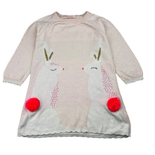 Load image into Gallery viewer, Girls Billieblush, cotton blend knit long sleeve dress, embroidered, minor marks, FUC, size 2, L: 44cm