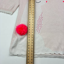 Load image into Gallery viewer, Girls Billieblush, cotton blend knit long sleeve dress, embroidered, minor marks, FUC, size 2, L: 44cm