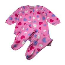 Load image into Gallery viewer, Girls Dymples, zip fleece coverall, hearts, FUC, size 1,  