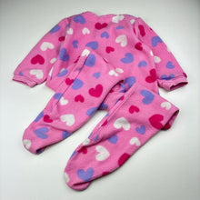 Load image into Gallery viewer, Girls Dymples, zip fleece coverall, hearts, FUC, size 1,  