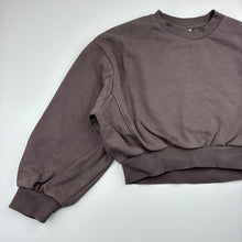 Load image into Gallery viewer, Girls Target, brown cotton blend cropped fleece lined sweater, GUC, size 8,  