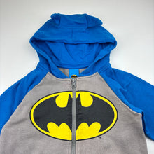 Load image into Gallery viewer, Boys DC Comics, Batman cotton blend zip fleece lined hoodie, pilling, FUC, size 5,  