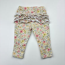 Load image into Gallery viewer, Girls Bebe by Minihaha, floral stretch cotton baby leggings, elasticated, FUC, size 0,  