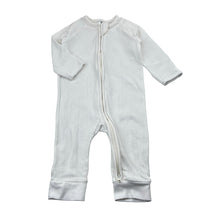 Load image into Gallery viewer, Unisex Target, white stretch organic cotton pointelle zip romper, EUC, size 00,  